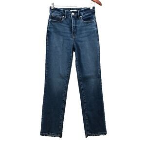 Good American Good Leg Straight Jeans Womens  27 4 Indigo Blue Recycled Classic